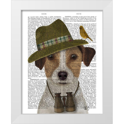 Jack Russell Bird Watcher White Modern Wood Framed Art Print by Fab Funky