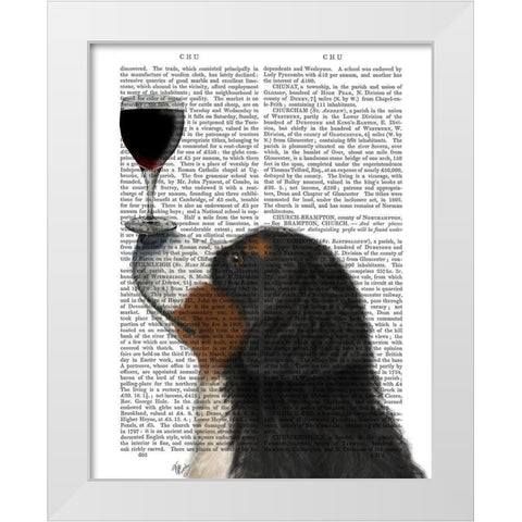 Dog Au Vin, Bernese White Modern Wood Framed Art Print by Fab Funky