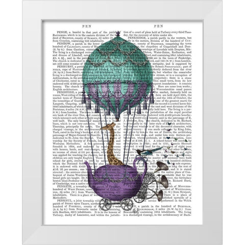 Giraffe in Teapot White Modern Wood Framed Art Print by Fab Funky