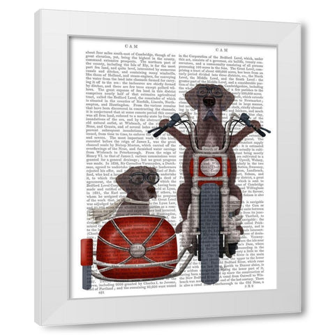 Great Dane Chopper and Sidecar White Modern Wood Framed Art Print by Fab Funky