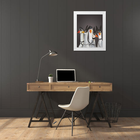 Geese Guys White Modern Wood Framed Art Print by Fab Funky