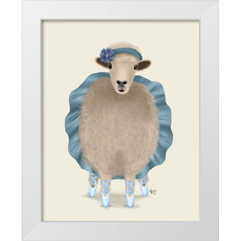 Ballet Sheep 3 White Modern Wood Framed Art Print by Fab Funky