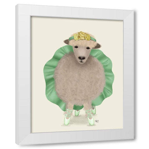Ballet Sheep 4 White Modern Wood Framed Art Print by Fab Funky