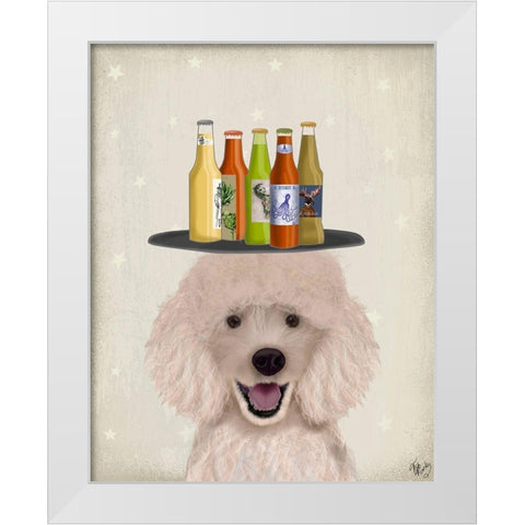 Poodle Beer Lover White Modern Wood Framed Art Print by Fab Funky