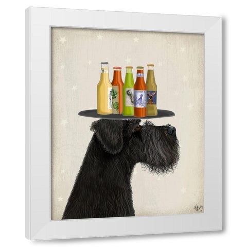 Schnauzer Black Beer Lover White Modern Wood Framed Art Print by Fab Funky
