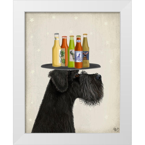 Schnauzer Black Beer Lover White Modern Wood Framed Art Print by Fab Funky
