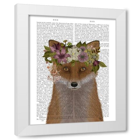 Fox Bohemian Book Print White Modern Wood Framed Art Print by Fab Funky