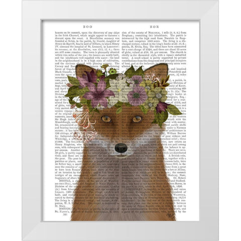 Fox Bohemian Book Print White Modern Wood Framed Art Print by Fab Funky