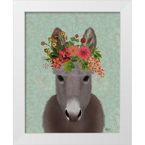 Donkey Bohemian 4 White Modern Wood Framed Art Print by Fab Funky