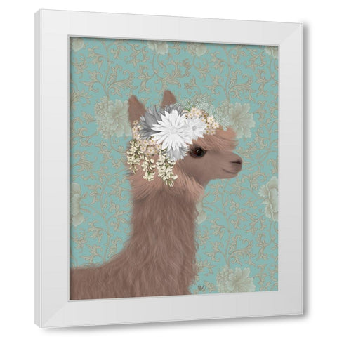 Llama Bohemian 3 White Modern Wood Framed Art Print by Fab Funky