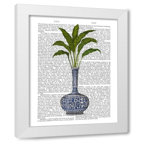 Chinoiserie Vase 3, With Plant Book Print White Modern Wood Framed Art Print by Fab Funky