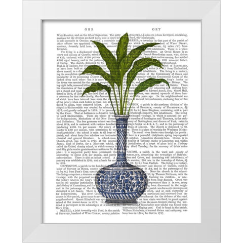 Chinoiserie Vase 3, With Plant Book Print White Modern Wood Framed Art Print by Fab Funky