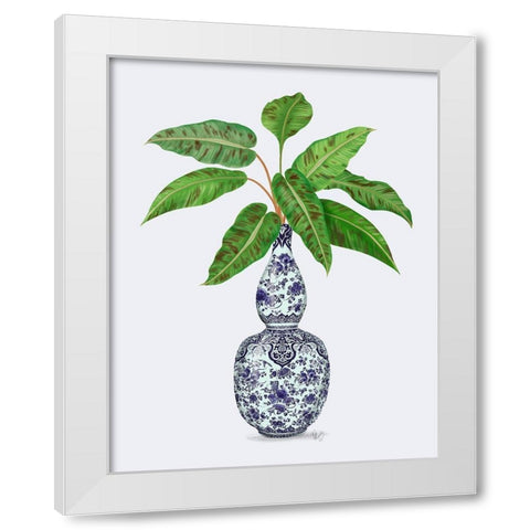 Chinoiserie Vase 1, With Plant White Modern Wood Framed Art Print by Fab Funky