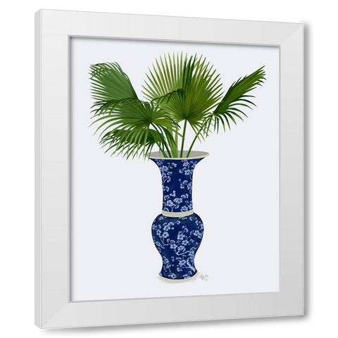 Chinoiserie Vase 8, With Plant White Modern Wood Framed Art Print by Fab Funky