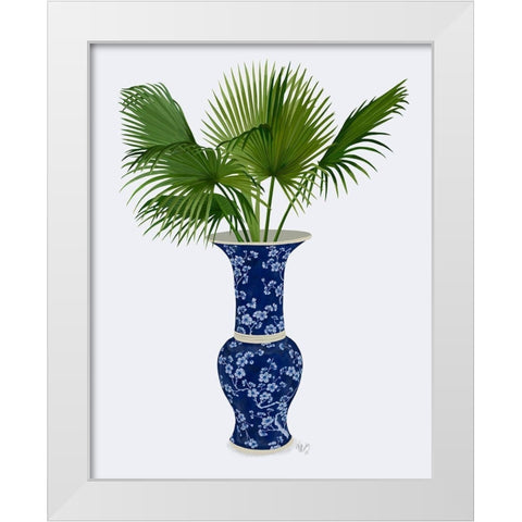 Chinoiserie Vase 8, With Plant White Modern Wood Framed Art Print by Fab Funky