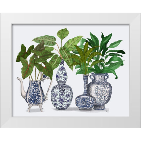 Chinoiserie Vase Group 2 White Modern Wood Framed Art Print by Fab Funky