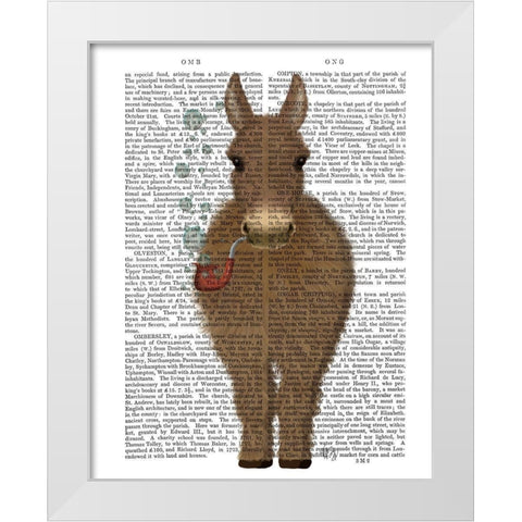 Donkey Bubble Pipe, Full Book Print White Modern Wood Framed Art Print by Fab Funky