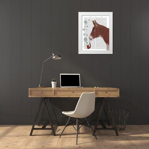 Donkey Bubble Pipe, Portrait Book Print White Modern Wood Framed Art Print by Fab Funky
