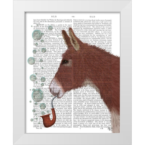 Donkey Bubble Pipe, Portrait Book Print White Modern Wood Framed Art Print by Fab Funky