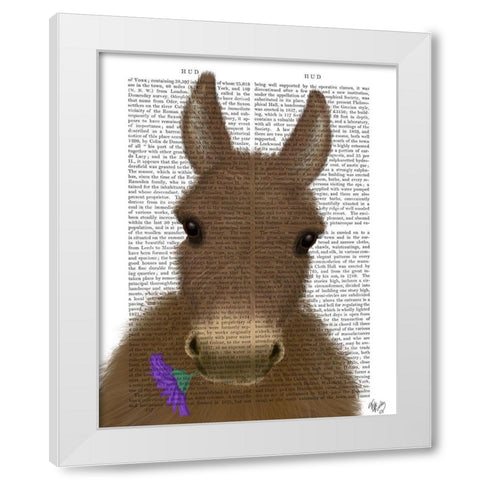 Donkey Purple Flower Book Print White Modern Wood Framed Art Print by Fab Funky