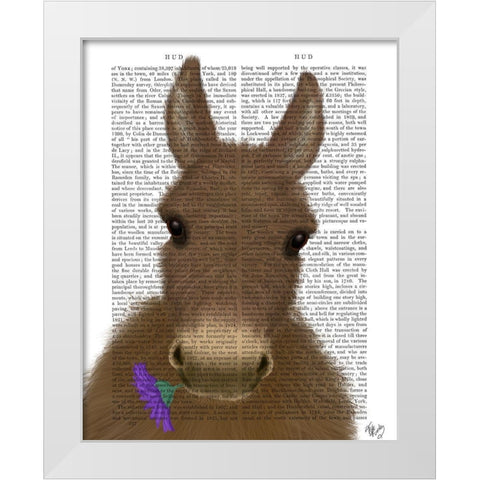 Donkey Purple Flower Book Print White Modern Wood Framed Art Print by Fab Funky