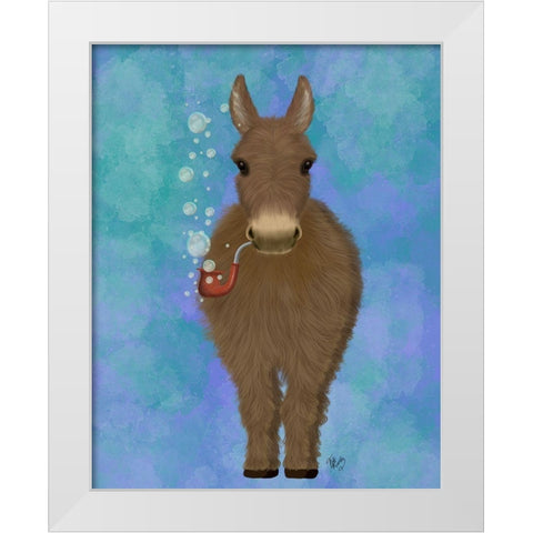 Donkey Bubble Pipe, Full White Modern Wood Framed Art Print by Fab Funky