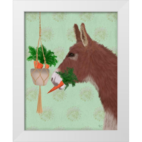 Donkey Lunch White Modern Wood Framed Art Print by Fab Funky