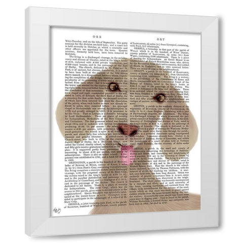 Funny Farm Goat 1 Book Print White Modern Wood Framed Art Print by Fab Funky