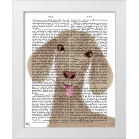 Funny Farm Goat 1 Book Print White Modern Wood Framed Art Print by Fab Funky