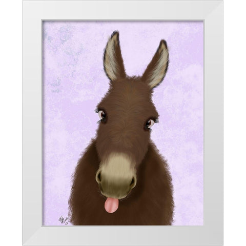 Funny Farm Donkey 1 White Modern Wood Framed Art Print by Fab Funky