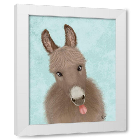 Funny Farm Donkey 2 White Modern Wood Framed Art Print by Fab Funky