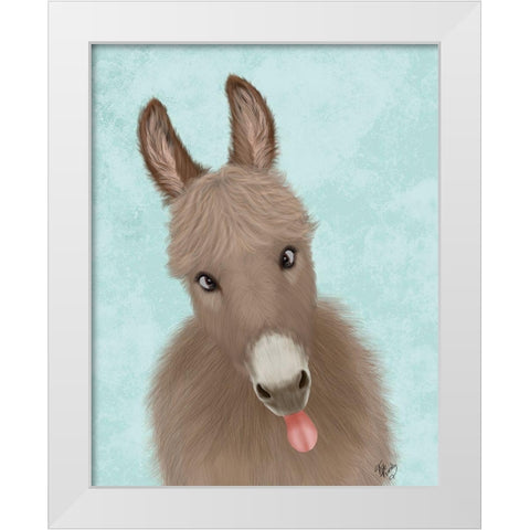 Funny Farm Donkey 2 White Modern Wood Framed Art Print by Fab Funky