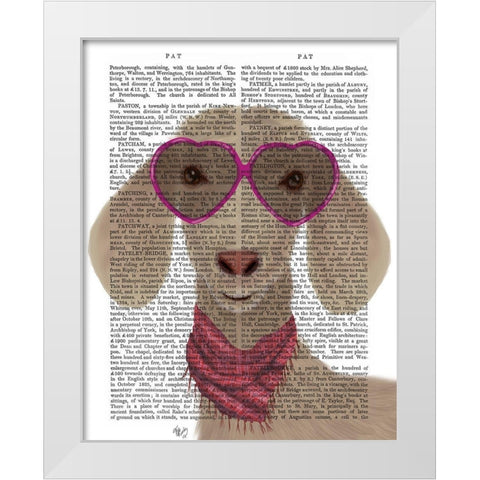 Goat Heart Glasses Book Print White Modern Wood Framed Art Print by Fab Funky
