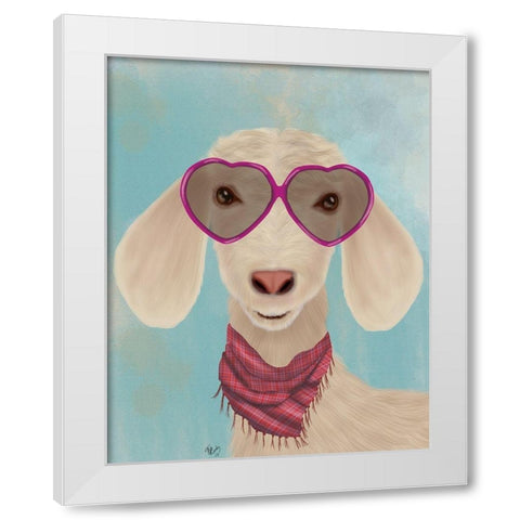 Goat Heart Glasses White Modern Wood Framed Art Print by Fab Funky