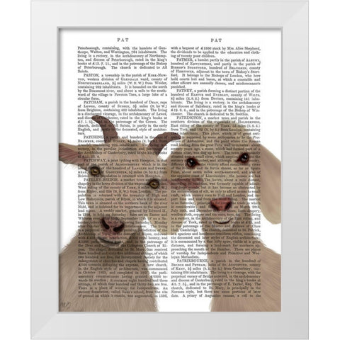 Goat Duo, Looking at You Book Print White Modern Wood Framed Art Print by Fab Funky