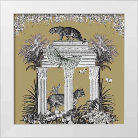 Livoris Feritas Leopard Design, Square White Modern Wood Framed Art Print by Fab Funky