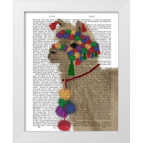 Llama Traditional 2, Portrait Book Print White Modern Wood Framed Art Print by Fab Funky