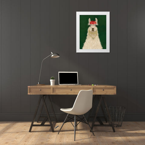 Llama F White Modern Wood Framed Art Print by Fab Funky