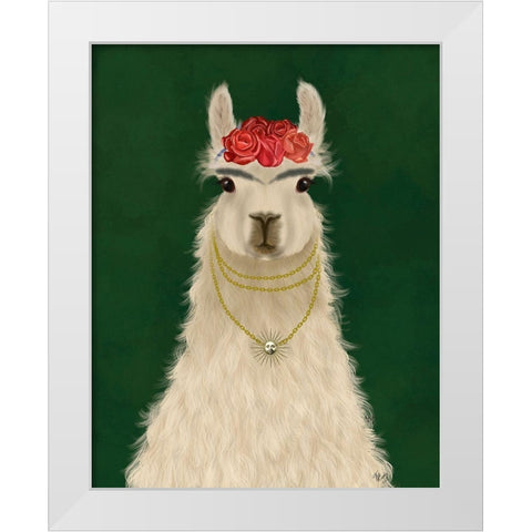 Llama F White Modern Wood Framed Art Print by Fab Funky