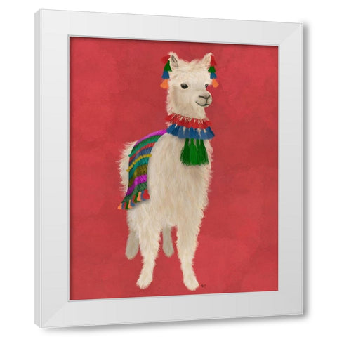 Llama Traditional 1, Full White Modern Wood Framed Art Print by Fab Funky