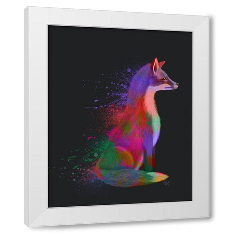 Neon Fox White Modern Wood Framed Art Print by Fab Funky