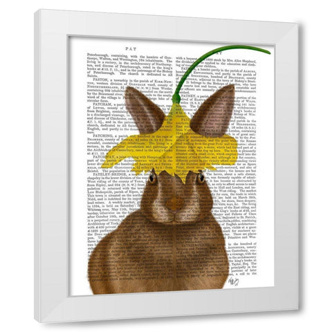 Daffodil Rabbit Book Print White Modern Wood Framed Art Print by Fab Funky