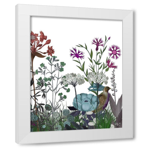 Wildflower Bloom, Partridge White Modern Wood Framed Art Print by Fab Funky