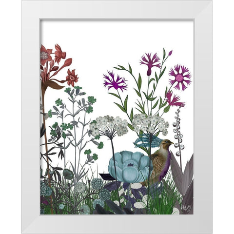 Wildflower Bloom, Partridge White Modern Wood Framed Art Print by Fab Funky