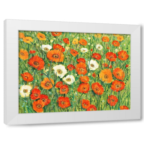 Poppy Meadow I White Modern Wood Framed Art Print by OToole, Tim