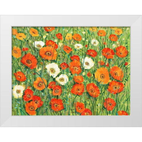 Poppy Meadow I White Modern Wood Framed Art Print by OToole, Tim