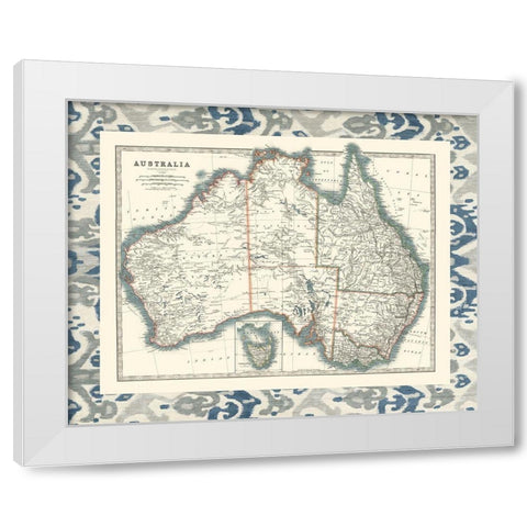 Bordered Map of Australia White Modern Wood Framed Art Print by Johnston