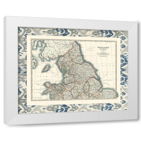 Bordered Map of England And Wales White Modern Wood Framed Art Print by Johnston