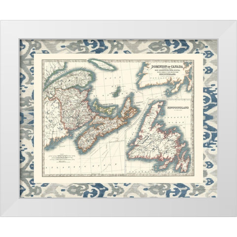 Bordered Map of Canada White Modern Wood Framed Art Print by Johnston