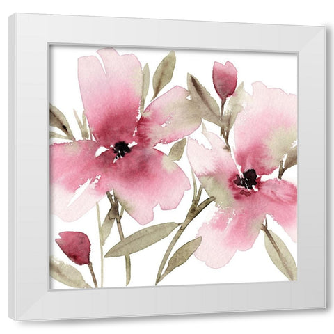 Unfolding Blooms I White Modern Wood Framed Art Print by Warren, Annie